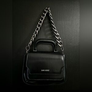 Sans Beast Black Handbag with Silver Chain